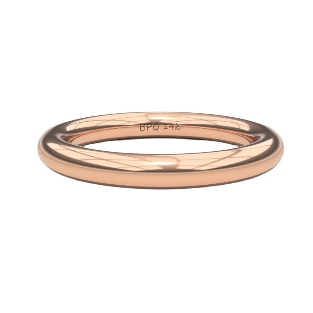 High-polished 3 mm wire ring in 14K rose gold – warm high-shine band