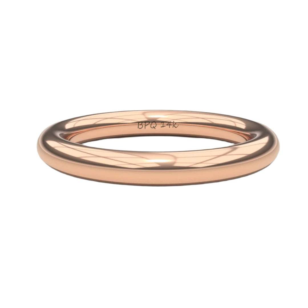 High-polished 3 mm wire ring in 14K rose gold – warm high-shine band