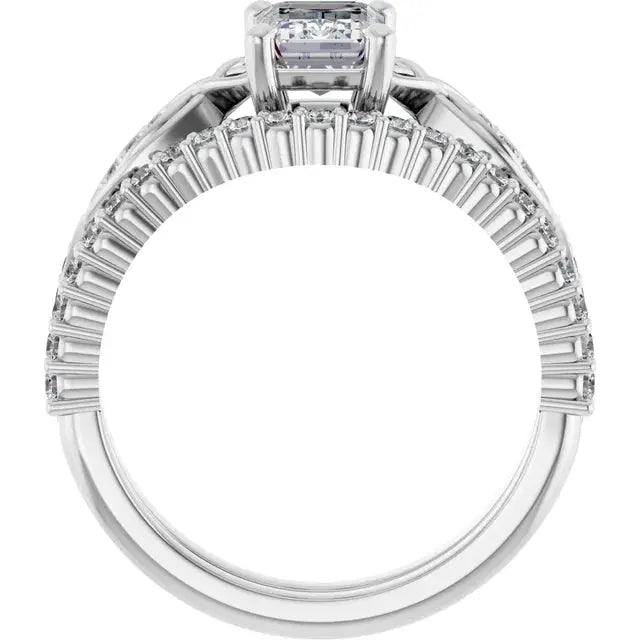 Modern emerald cut engagement ring in gold by Dimitrios Creations