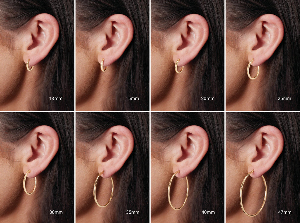 Nautilus Twist Earrings worn – elegant everyday hoops in fine gold sizing chart
