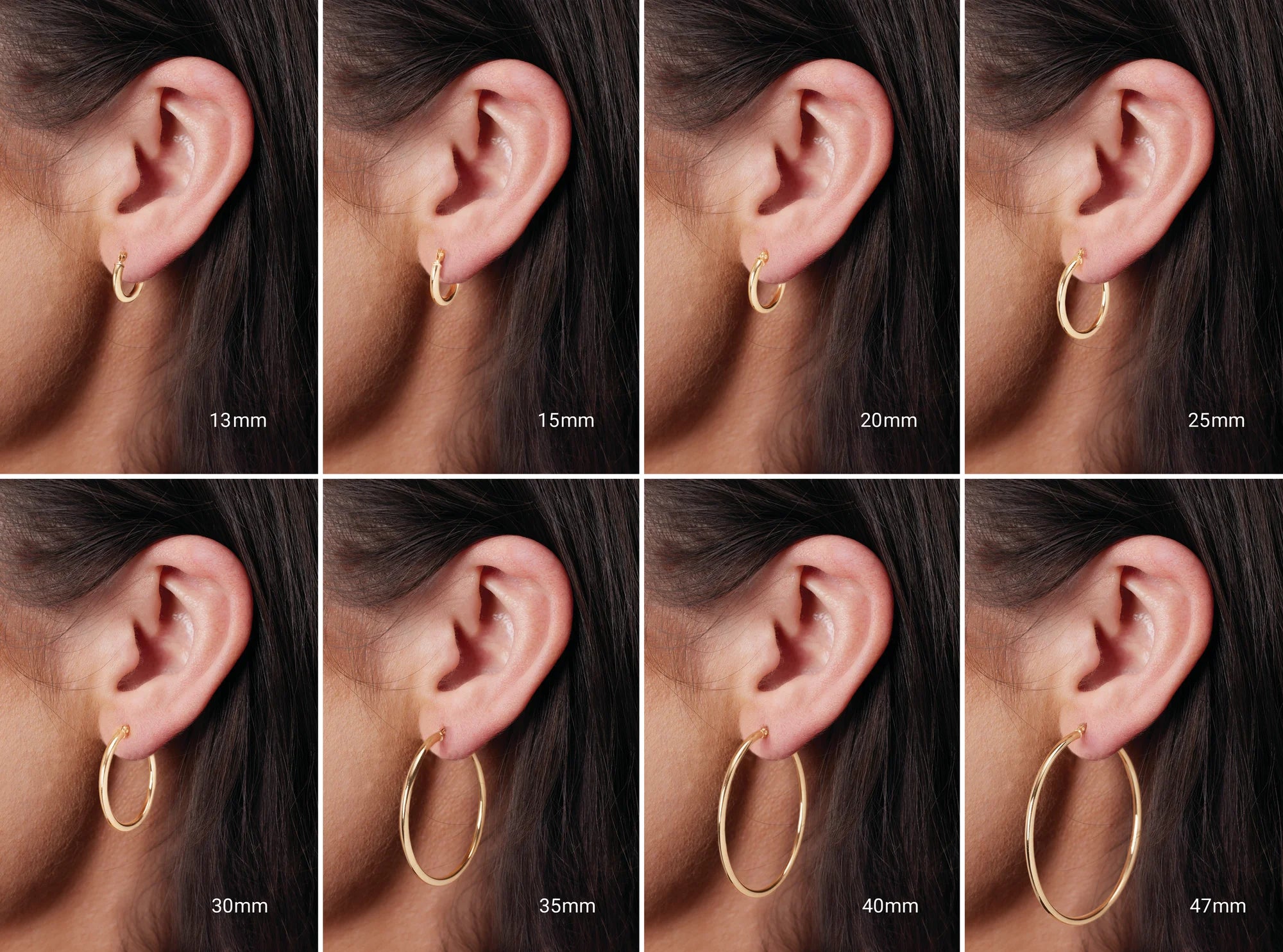 Nautilus Twist Earrings worn – elegant everyday hoops in fine gold sizing chart